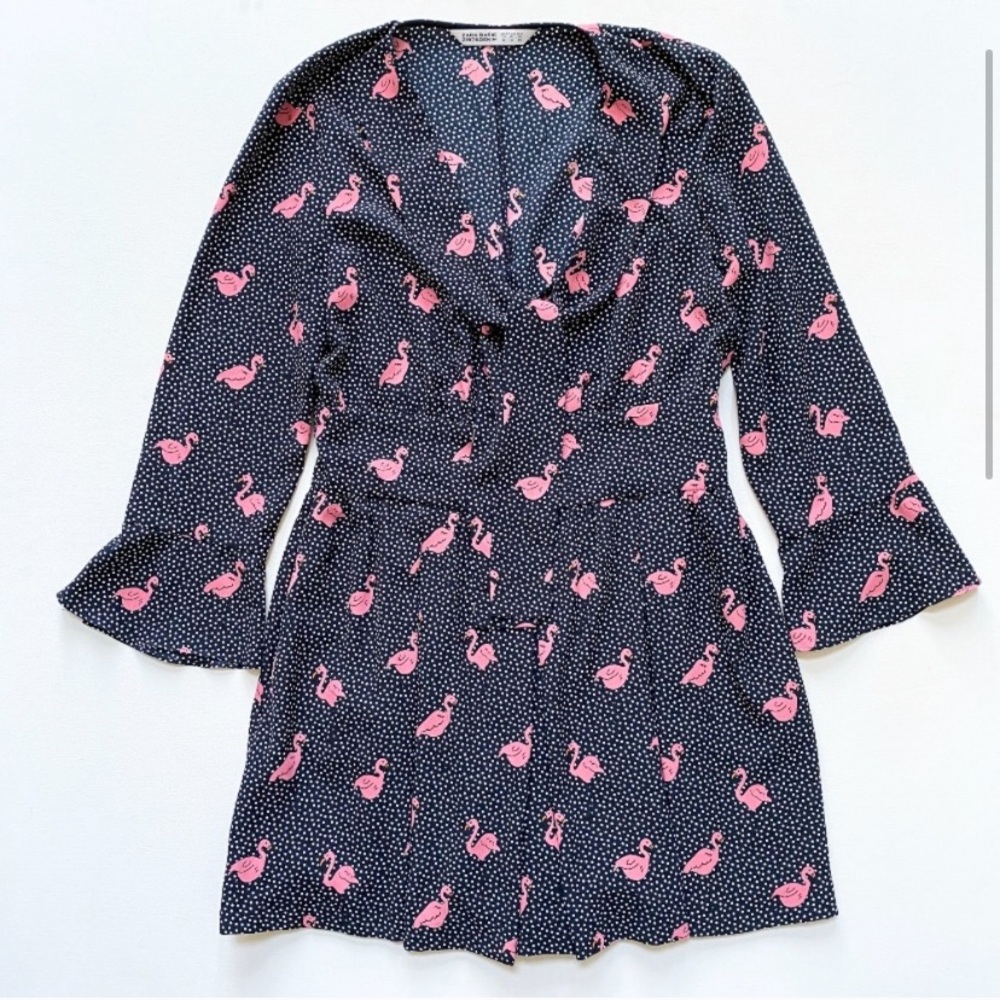 Zara Navy Pink Flamingo Romper - Picture 3 of 7